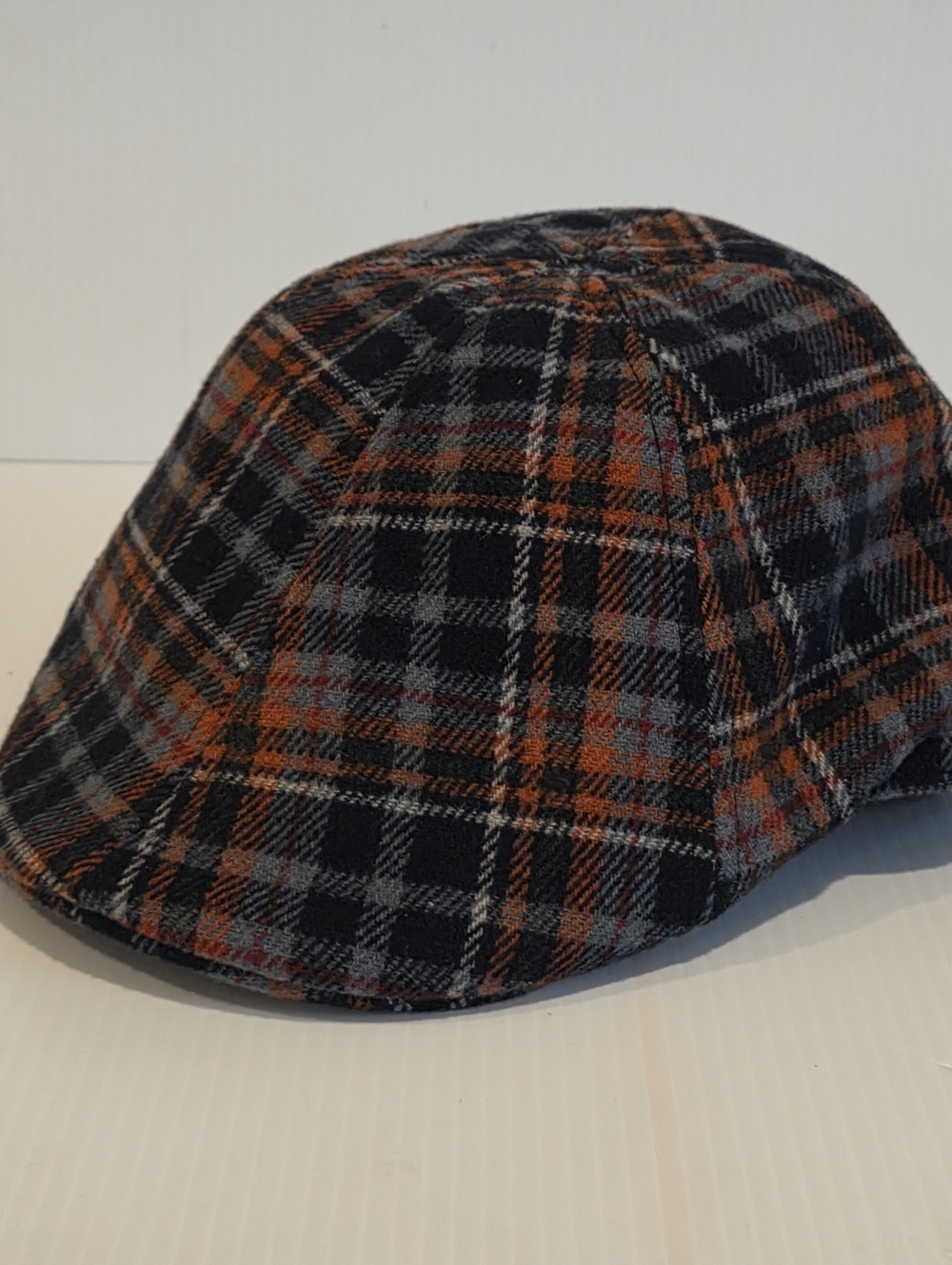 Boston Scally Cap Underdog Newsboy Flat Cap 6 Panel Men's XXL Orange Blue Plaid